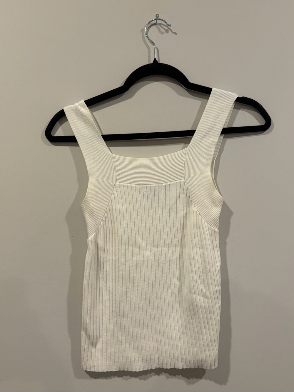 Ann Taylor Cream Ribbed Square-Neck Tank